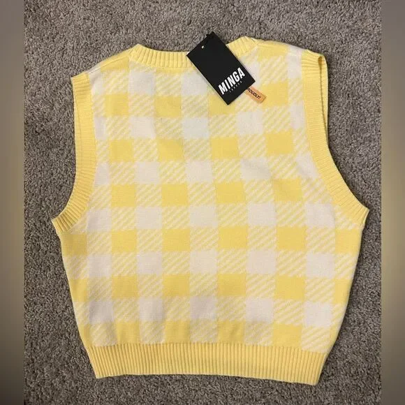 MINGA London Women's Yellow Gilet Vest Large NWT Academia Clueless Y2K - Picture 7 of 7